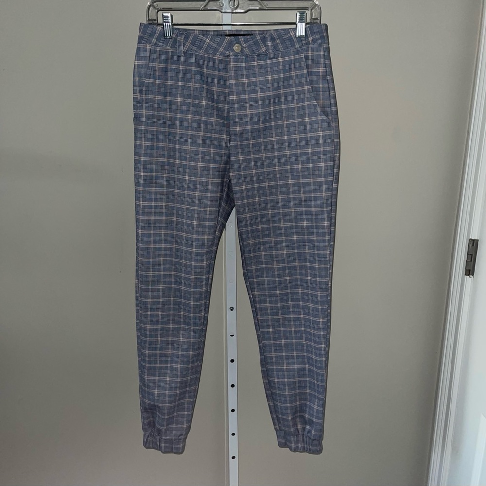AKIRA Blue Plaid Tapered Pants Women’s Size L